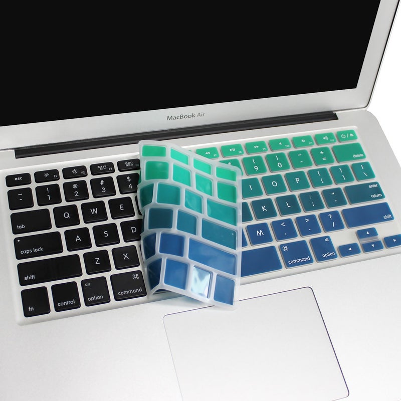 Batianda New Ombre Color Keyboard Cover Protector Silicone Skin for Old Version MacBook Air 13" MacBook Pro 13" 15" 17" (with or w/Out Retina Display) - Gradient Green - Image 4